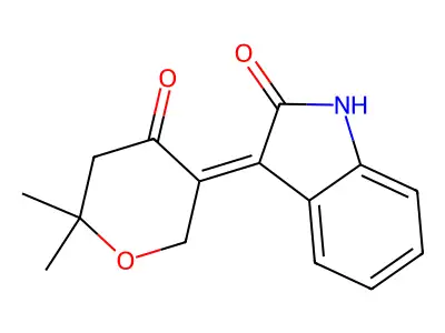 3-(2,2-Dimethyltetrahydropyranyliden-4-one)oxindole structure
