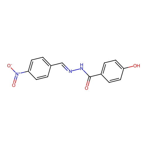 4-hydroxy-N'-[(E)-(4-nitrophenyl)methylidene]benzohydrazide structure