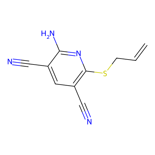 2-Allylthio-6-amino-3,5-dicyanopyridine structure