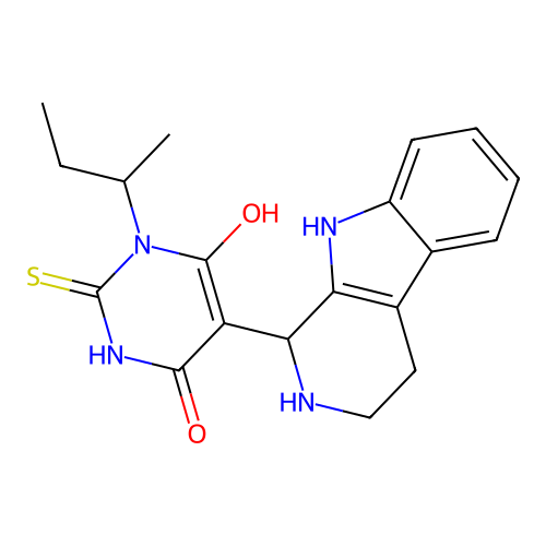 3-(sec-butyl)-6-hydroxy-5-(2,3,4,9-tetrahydro-1H-pyrido[3,4-b]indol-1-yl)-2-thioxo-2,3-dihydropyrimidin-4(1H)-one structure