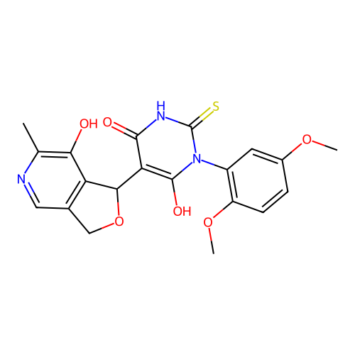 1-(2,5-dimethoxyphenyl)-6-hydroxy-5-(7-hydroxy-6-methyl-1,3-dihydrofuro[3,4-c]pyridin-1-yl)-2-thioxo-2,3-dihydropyrimidin-4(1H)-one structure