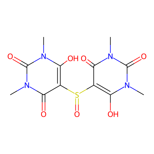 5,5'-sulfinylbis(6-hydroxy-1,3-dimethylpyrimidine-2,4(1H,3H)-dione) structure