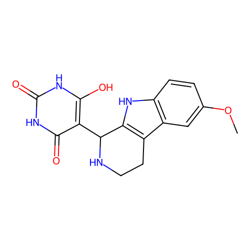 6-hydroxy-5-(6-methoxy-2,3,4,9-tetrahydro-1H-pyrido[3,4-b]indol-1-yl)pyrimidine-2,4(1H,3H)-dione structure
