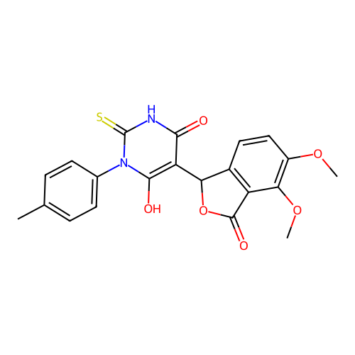 5-(4,5-dimethoxy-3-oxo-1,3-dihydroisobenzofuran-1-yl)-6-hydroxy-2-thioxo-1-(p-tolyl)-2,3-dihydropyrimidin-4(1H)-one structure