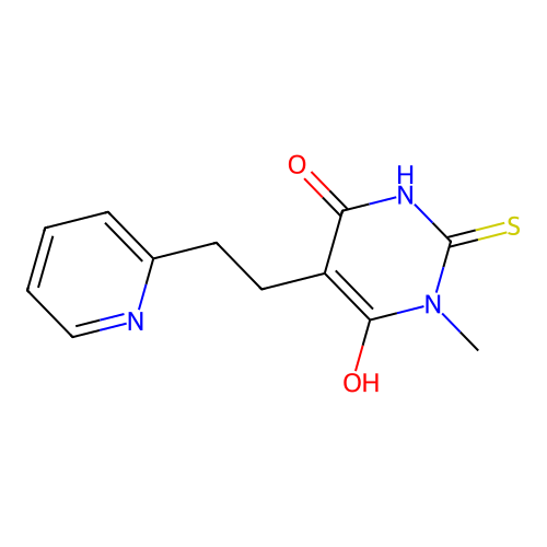6-hydroxy-3-methyl-5-[2-(pyridin-2-yl)ethyl]-2-sulfanylpyrimidin-4(3H)-one structure