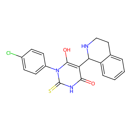 3-(4-chlorophenyl)-6-hydroxy-5-(1,2,3,4-tetrahydroisoquinolin-1-yl)-2-thioxo-2,3-dihydropyrimidin-4(1H)-one structure