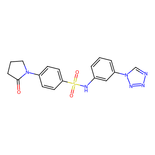 4-(2-oxopyrrolidin-1-yl)-N-[3-(1H-tetrazol-1-yl)phenyl]benzenesulfonamide structure