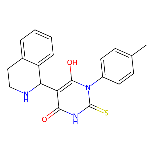 6-hydroxy-1-(4-methylphenyl)-2-sulfanylidene-5-(1,2,3,4-tetrahydroisoquinolin-1-yl)pyrimidin-4-one structure