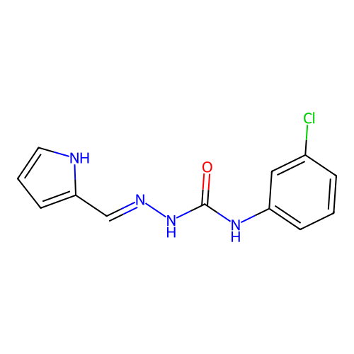 1-(3-chlorophenyl)-3-(1H-pyrrol-2-ylmethylideneamino)urea structure