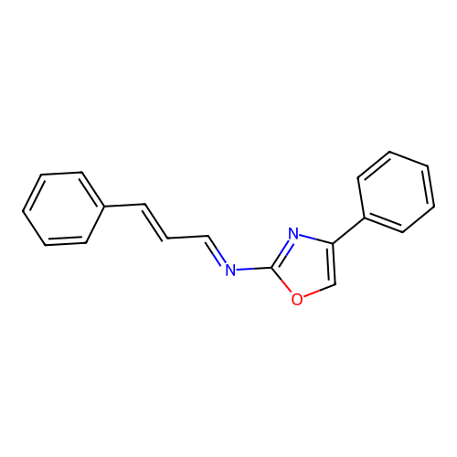 (E)-3-phenyl-N-(4-phenyl-1,3-oxazol-2-yl)prop-2-en-1-imine structure
