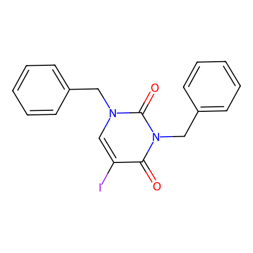 2,4(1H,3H)-Pyrimidinedione, 5-iodo-1,3-bis(phenylmethyl)- structure