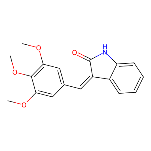 (Z)-3-(3,4,5-trimethoxybenzylidene)indolin-2-one structure
