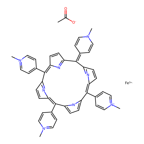 21H,23H-Porphine, pyridinium deriv., iron complex structure
