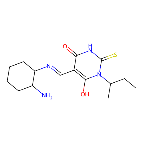 5-[[(2-aminocyclohexyl)amino]methylidene]-1-butan-2-yl-2-sulfanylidene-1,3-diazinane-4,6-dione structure