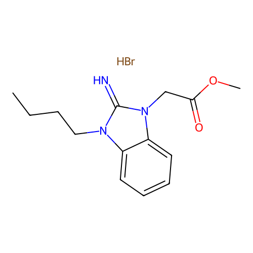 methyl 2-(3-butyl-2-imino-2,3-dihydro-1H-benzo[d]imidazol-1-yl)acetate hydrobromide structure