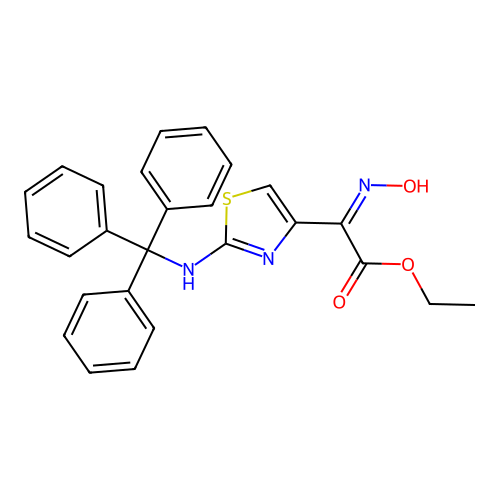 (Z)-Ethyl 2-(hydroxyimino)-2-(2-(tritylamino)thiazol-4-yl)acetate structure