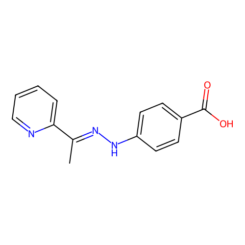 4-[(2E)-2-(1-pyridin-2-ylethylidene)hydrazinyl]benzoic acid structure