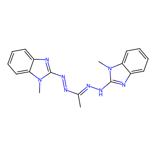 (E,E)-3-methyl-1,5-bis(1-methyl-1H-benzo[d]imidazol-2-yl)formazan structure