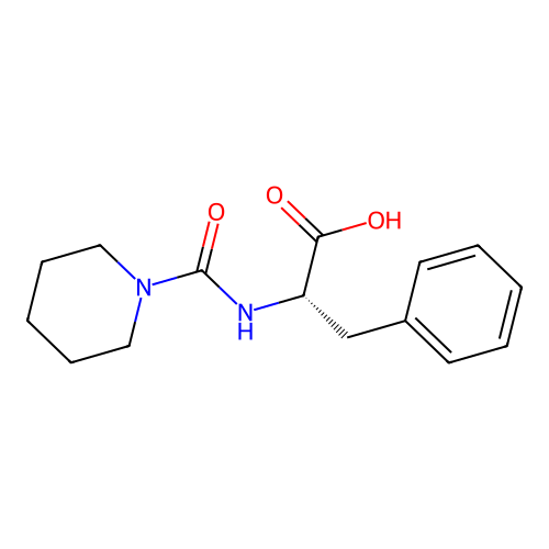 (S)-3-phenyl-2-(piperidine-1-carboxamido)propanoic acid structure