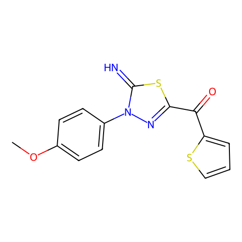 [5-Imino-4-(4-methoxyphenyl)-1,3,4-thiadiazol-2-yl]-thiophen-2-ylmethanone structure