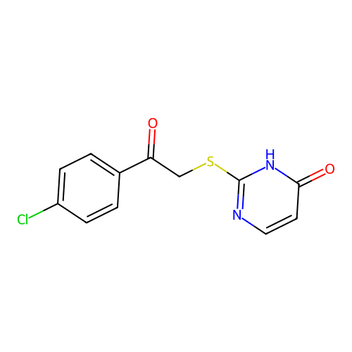 2-[2-(4-chlorophenyl)-2-oxoethyl]sulfanyl-1H-pyrimidin-6-one structure
