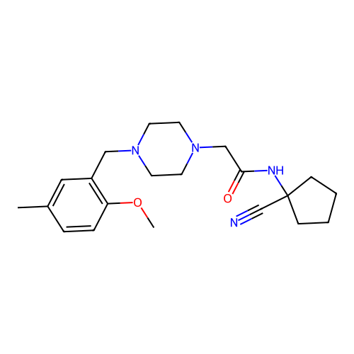 N-(1-cyanocyclopentyl)-2-[4-[(2-methoxy-5-methylphenyl)methyl]piperazin-1-yl]acetamide structure