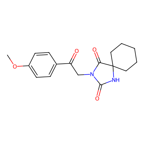 3-[2-(4-Methoxyphenyl)-2-oxoethyl]-1,3-diazaspiro[4.5]decane-2,4-dione structure