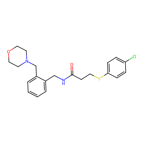3-[(4-Chlorophenyl)thio]-N-[[2-(4-morpholinylmethyl)phenyl]methyl]propanamide structure