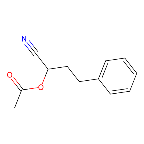 (1-Cyano-3-phenylpropyl) acetate structure
