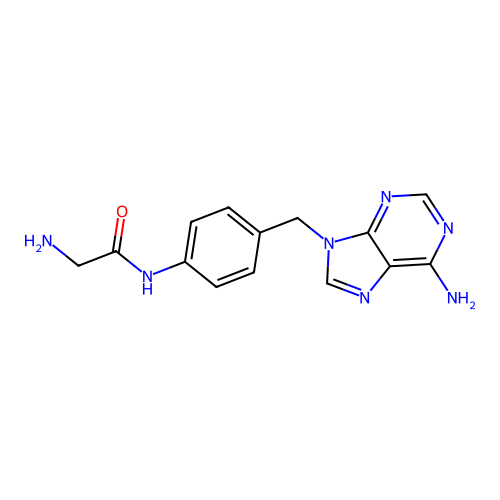 2-amino-N-[4-[(6-aminopurin-9-yl)methyl]phenyl]acetamide structure