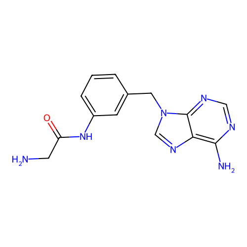2-amino-N-[3-[(6-aminopurin-9-yl)methyl]phenyl]acetamide structure