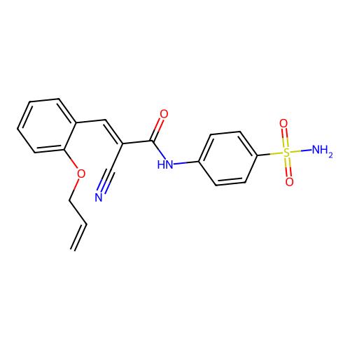 (E)-2-cyano-3-(2-prop-2-enoxyphenyl)-N-(4-sulfamoylphenyl)prop-2-enamide structure