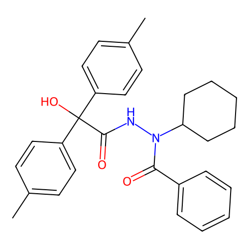N-cyclohexyl-N'-{hydroxy[bis(4-methylphenyl)]acetyl}benzohydrazide structure
