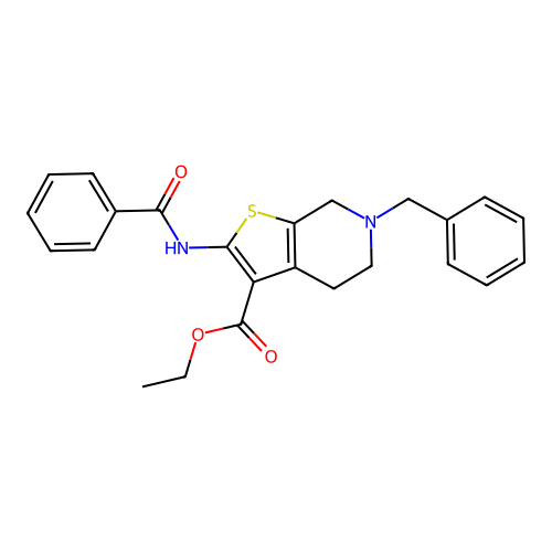 ethyl 2-benzamido-6-benzyl-5,7-dihydro-4H-thieno[2,3-c]pyridine-3-carboxylate structure