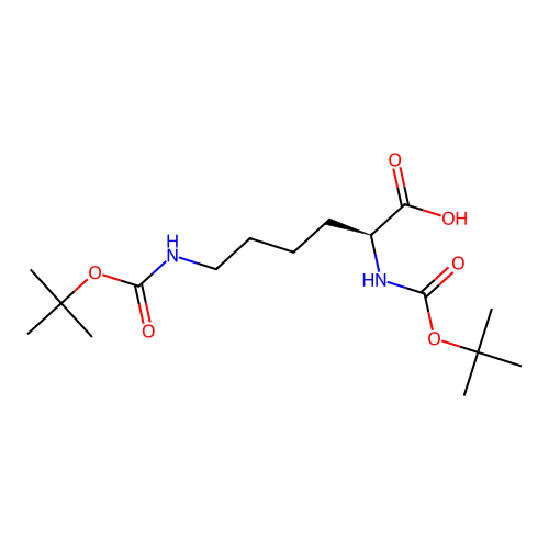 (2S)-2,6-bis((((tert-butoxy)carbonyl)amino))hexanoic acid structure