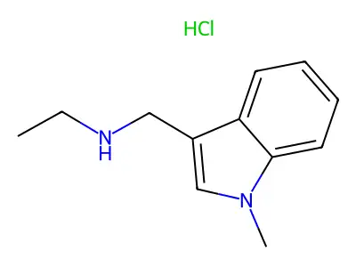 1H-Indole-3-methanamine, N-ethyl-1-methyl-, monohydrochloride structure