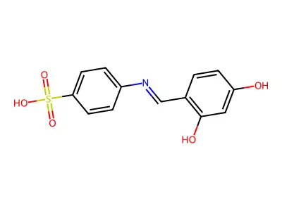 4-{[(2,4-Dihydroxyphenyl)methylidene]amino}benzene-1-sulfonic acid structure
