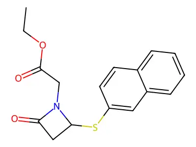 2-(2-萘硫基-4-氧代氮杂环丁-1-基)乙酸乙酯 structure