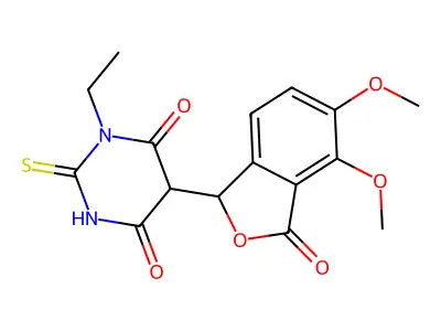 5-(4,5-dimethoxy-3-oxo-1,3-dihydroisobenzofuran-1-yl)-1-ethyl-6-hydroxy-2-thioxo-2,3-dihydropyrimidin-4(1H)-one structure