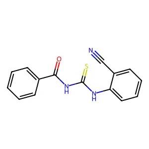 N-benzoyl-N'-(2-cyanophenyl)thiourea structure