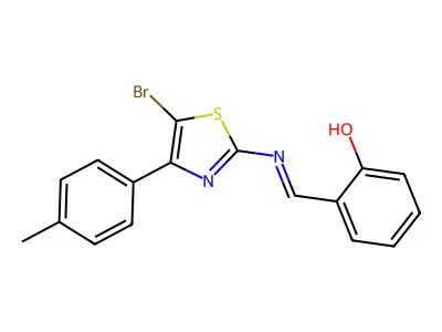 2-[[5-Bromo-4-(4-methylphenyl)-1,3-thiazol-2-yl]iminomethyl]phenol structure