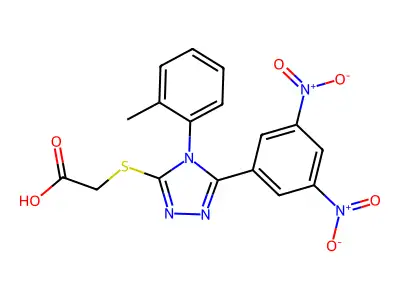 Acetic acid, ((5-(3,5-dinitrophenyl)-4-(2-methylphenyl)-4H-1,2,4-triazol-3-yl)thio)- structure