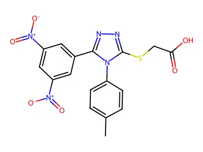 Acetic acid, ((5-(3,5-dinitrophenyl)-4-(4-methylphenyl)-4H-1,2,4-triazol-3-yl)thio)- structure