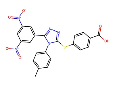 Benzoic acid, 4-((5-(3,5-dinitrophenyl)-4-(4-methylphenyl)-4H-1,2,4-triazol-3-yl)thio)- structure