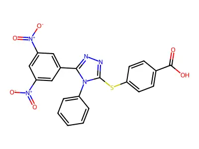 Benzoic acid, 4-((5-(3,5-dinitrophenyl)-4-phenyl-4H-1,2,4-triazol-3-yl)thio)- structure