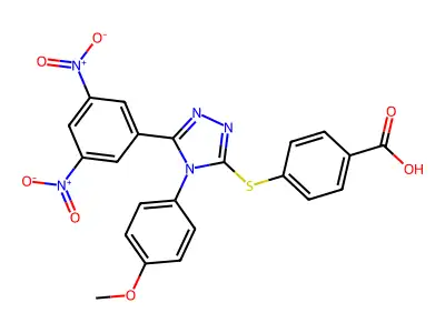 Benzoic acid, 4-((5-(3,5-dinitrophenyl)-4-(4-methoxyphenyl)-4H-1,2,4-triazol-3-yl)thio)- structure