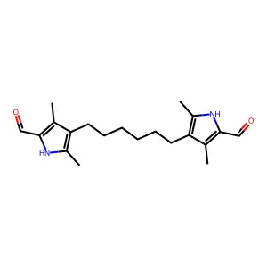 4-[6-(5-formyl-2,4-dimethyl-1H-pyrrol-3-yl)hexyl]-3,5-dimethyl-1H-pyrrole-2-carbaldehyde structure