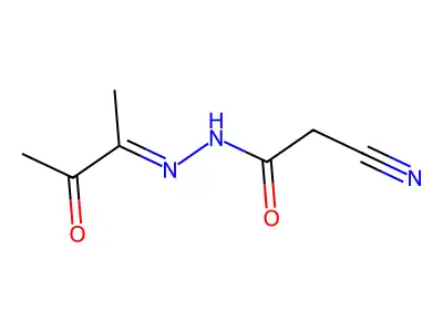2-cyano-N-(3-oxobutan-2-ylideneamino)acetamide structure