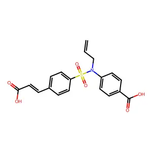 4-({[4-((1E)-2-carboxyvinyl)phenyl]sulfonyl}prop-2-enylamino)benzoic acid structure