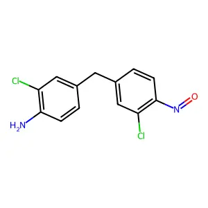 2-Chloro-4-((3-chloro-4-nitrosophenyl)methyl)-benzenamine structure